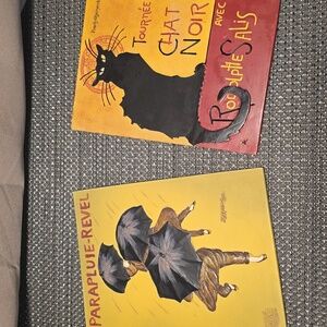 French Vintage Art Set with Umbrella and Cat Designs